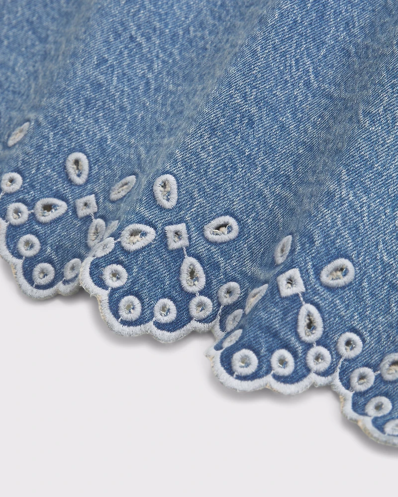 Eyelet Denim Shell Top