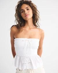 Strapless Smocked Peplum Top