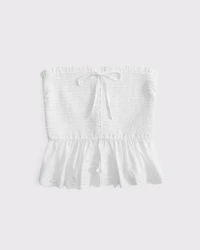 Strapless Smocked Peplum Top