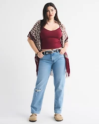 Embroidered Fringe Shawl