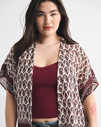 Embroidered Fringe Shawl