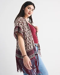 Embroidered Fringe Shawl