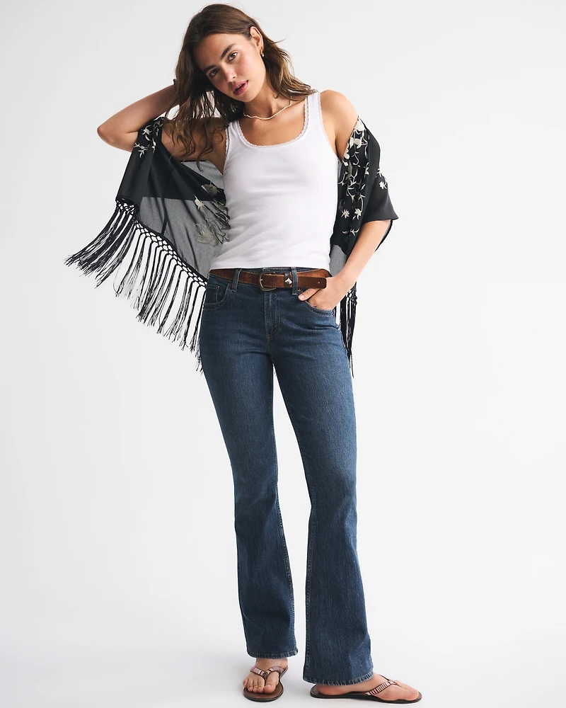 Embroidered Fringe Shawl