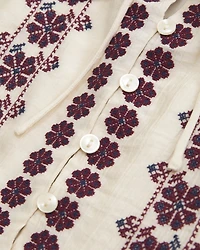 Embroidered Peplum Puff Sleeve Top