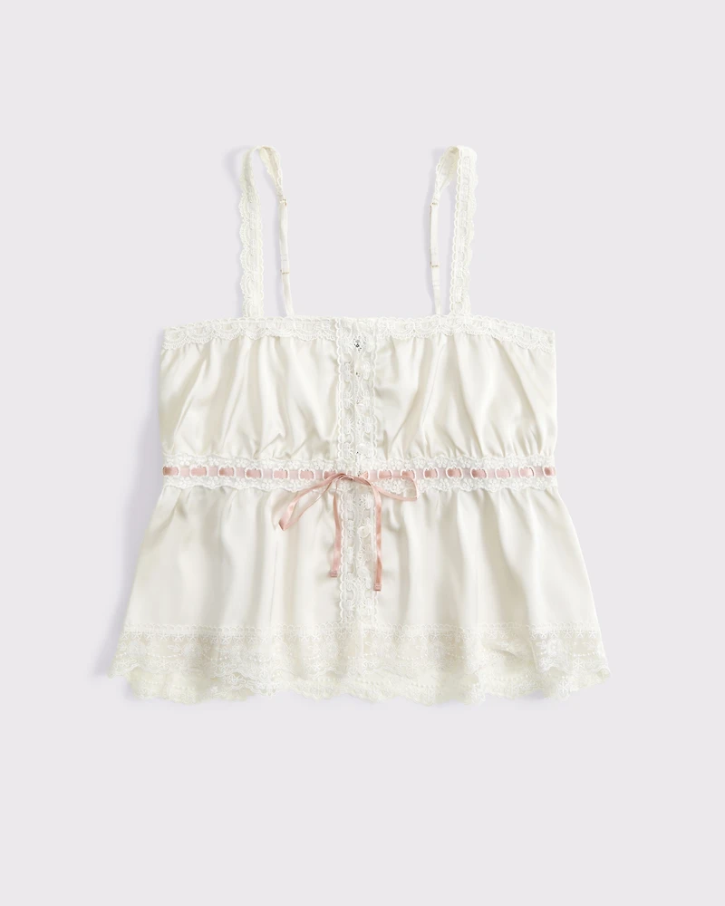 Lace-Trim Button-Through Cami
