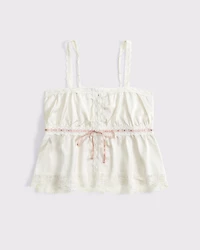 Lace-Trim Button-Through Cami