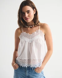 Lace-Trim V-Neck Cami