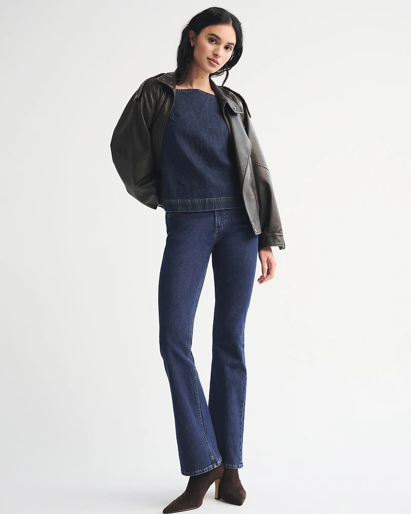 Bra-Free Linen-Blend Denim Apron Top