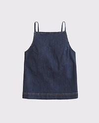 Bra-Free Linen-Blend Denim Apron Top