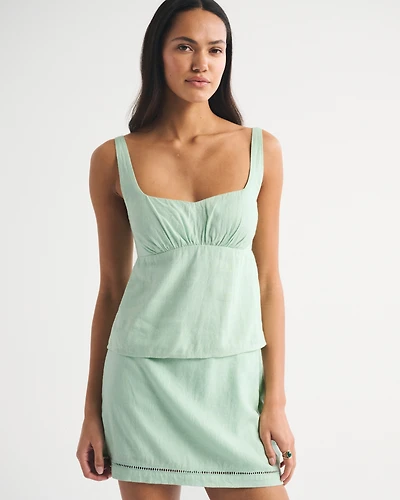 Bra-Free Linen-Blend Sweetheart Tank