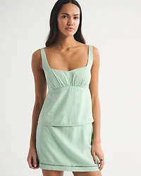 Bra-Free Linen-Blend Sweetheart Tank