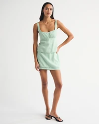 Bra-Free Linen-Blend Sweetheart Tank