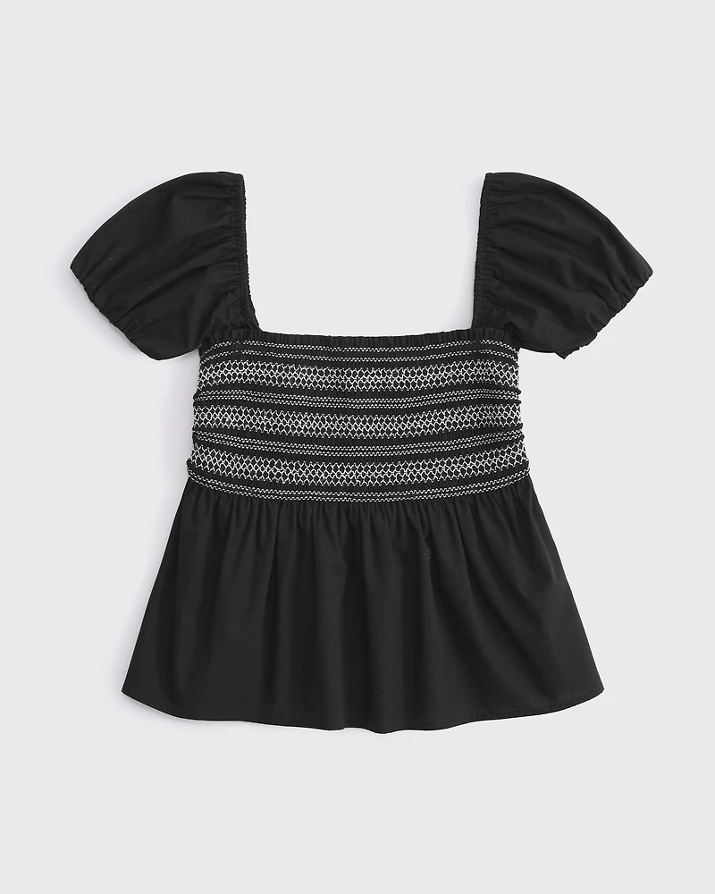 Convertible Sleeve Smocked Top