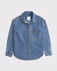 Linen-Blend Denim Button-Up Shirt