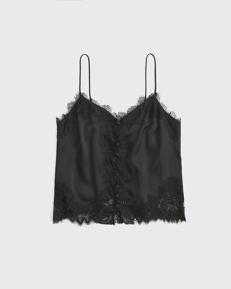 Lace and Satin Button-Through Cami