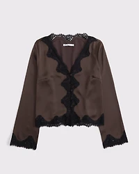 Lace-Trim Button-Through Blouse