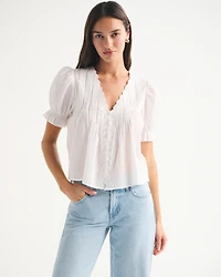 Short-Sleeve Button-Through Blouse