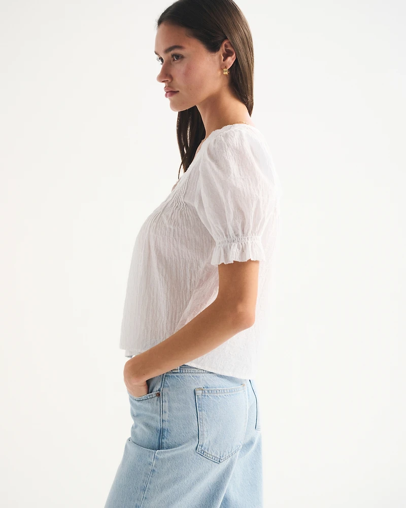 Short-Sleeve Button-Through Blouse