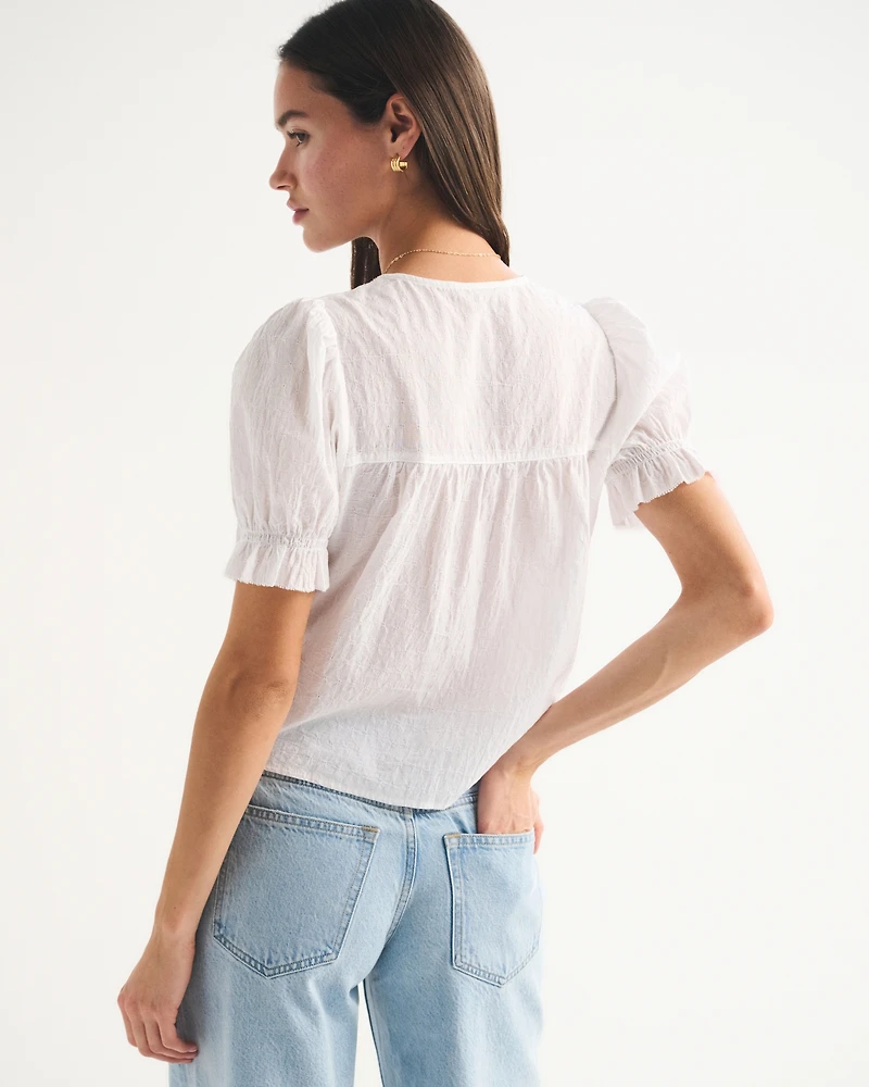 Short-Sleeve Button-Through Blouse