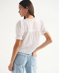 Short-Sleeve Button-Through Blouse