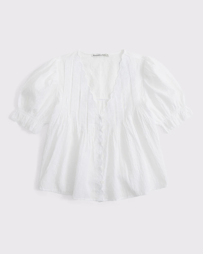 Short-Sleeve Button-Through Blouse
