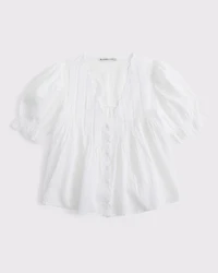 Short-Sleeve Button-Through Blouse