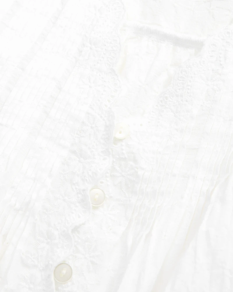 Short-Sleeve Button-Through Blouse