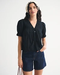 Short-Sleeve Button-Through Blouse