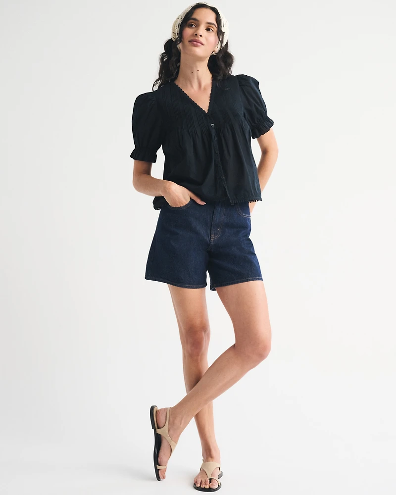 Short-Sleeve Button-Through Blouse