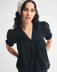 Short-Sleeve Button-Through Blouse