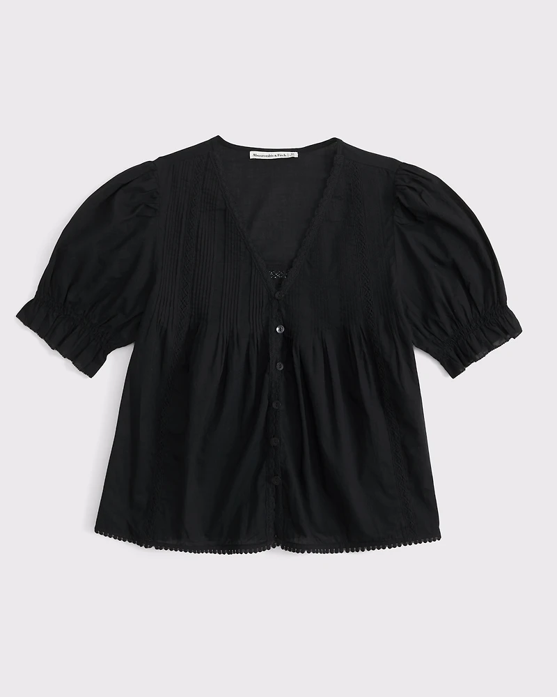 Short-Sleeve Button-Through Blouse
