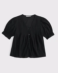Short-Sleeve Button-Through Blouse