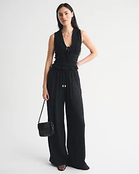 Smocked Tie-Front Set Top