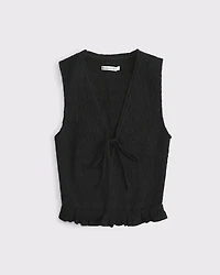 Smocked Tie-Front Set Top