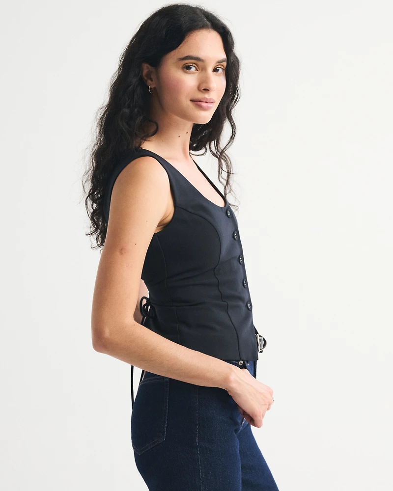 Tie-Back Scoopneck Vest