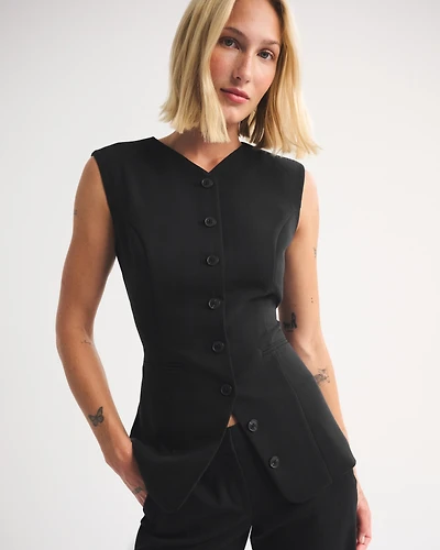 Bra-Free Tailored Button-Up Vest