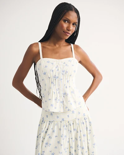 Tie-Front Lace-Trim Cami