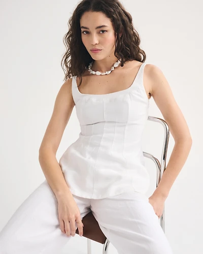 100% Linen Peplum Top