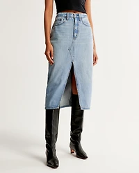 Denim Cargo Midi Skirt
