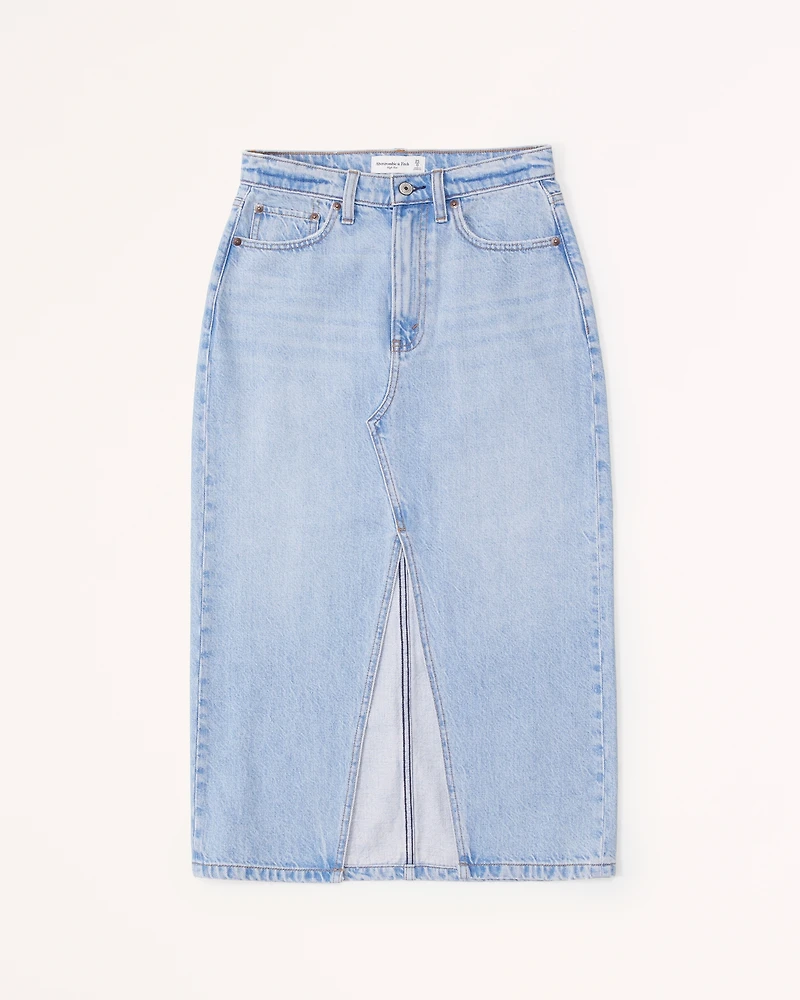 Denim Cargo Midi Skirt