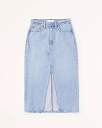 Denim Cargo Midi Skirt