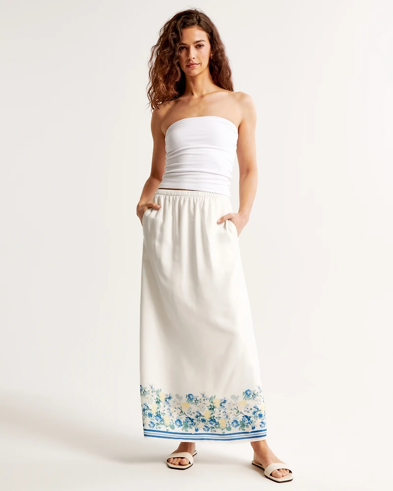 Faux Silk Maxi Skirt