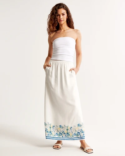 Faux Silk Maxi Skirt