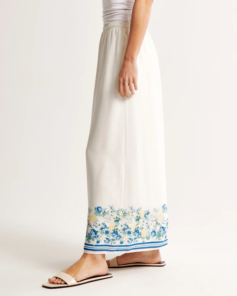 Faux Silk Maxi Skirt