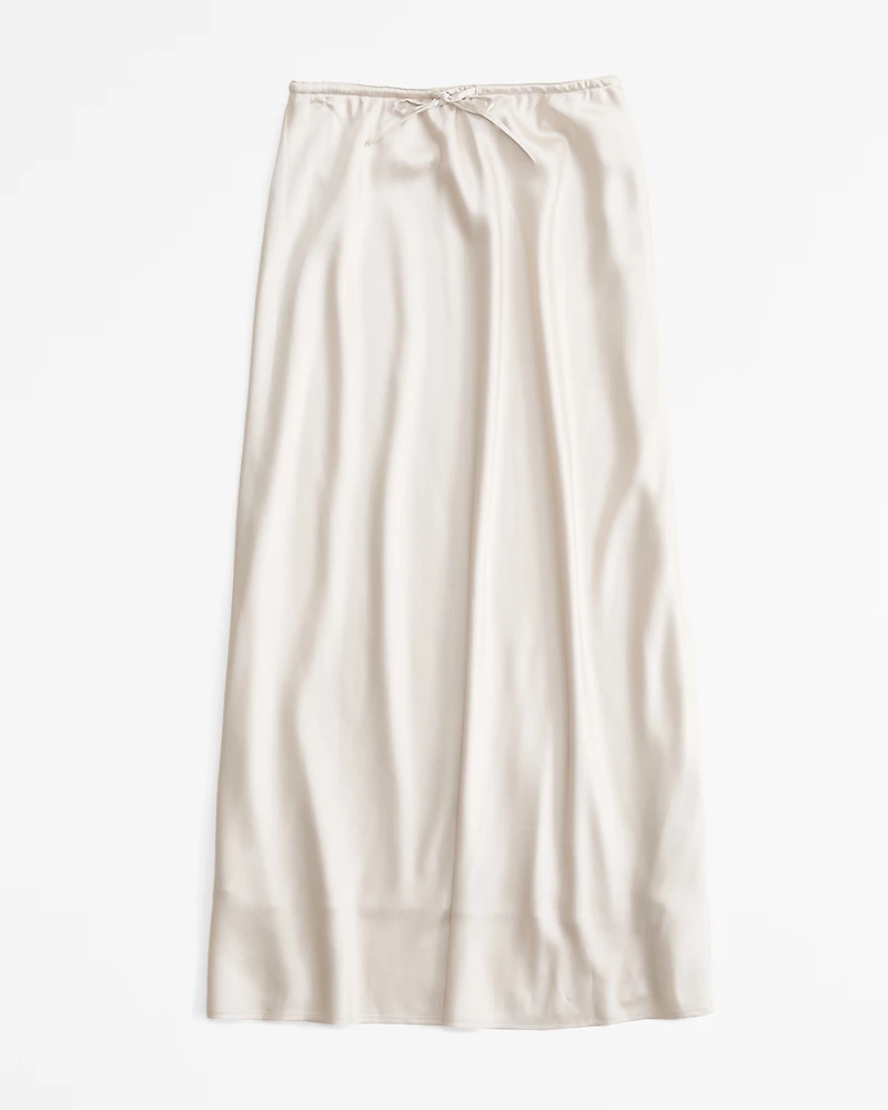 Mid Rise Satin Maxi Skirt