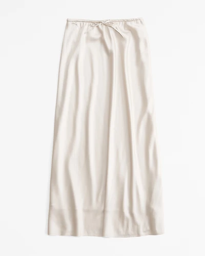 Mid Rise Satin Maxi Skirt