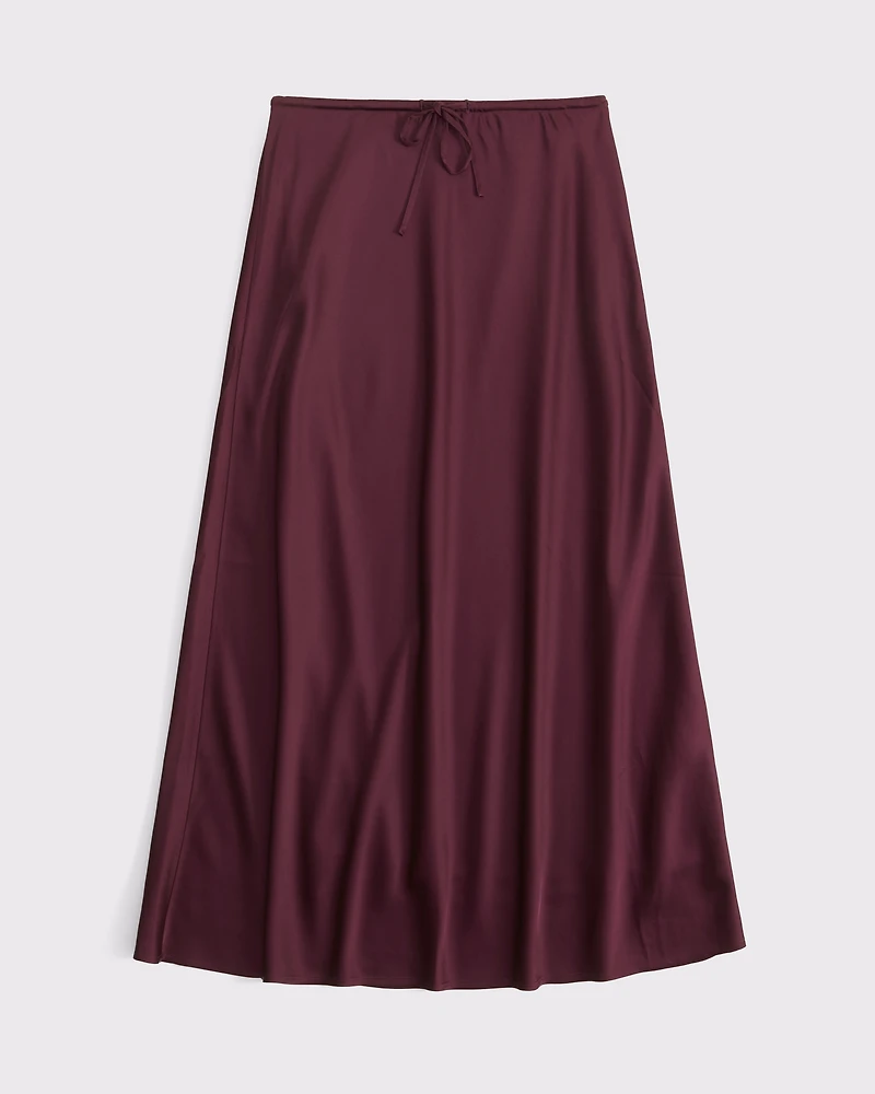 Mid Rise Satin Maxi Skirt