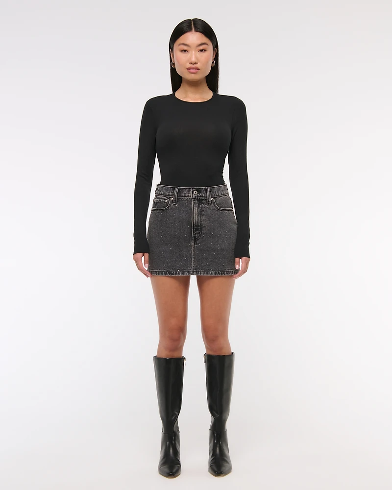 Low Rise Denim Mini Skirt