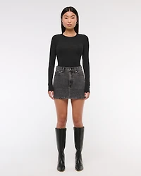 Low Rise Denim Mini Skirt