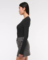 Low Rise Denim Mini Skirt